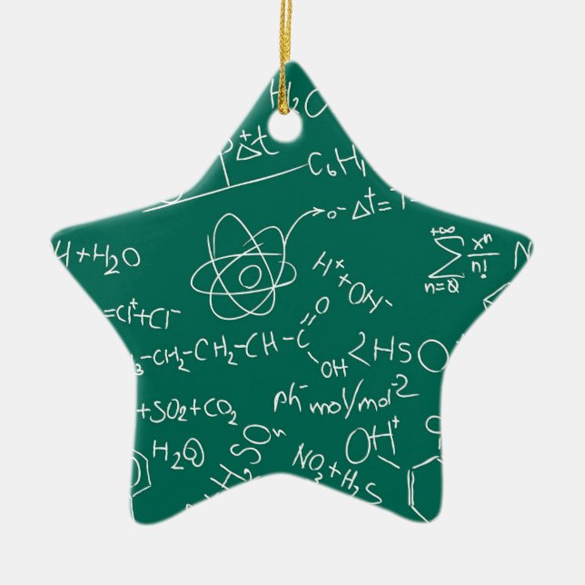 Chemistry scribbles ceramic tree decoration (Front)