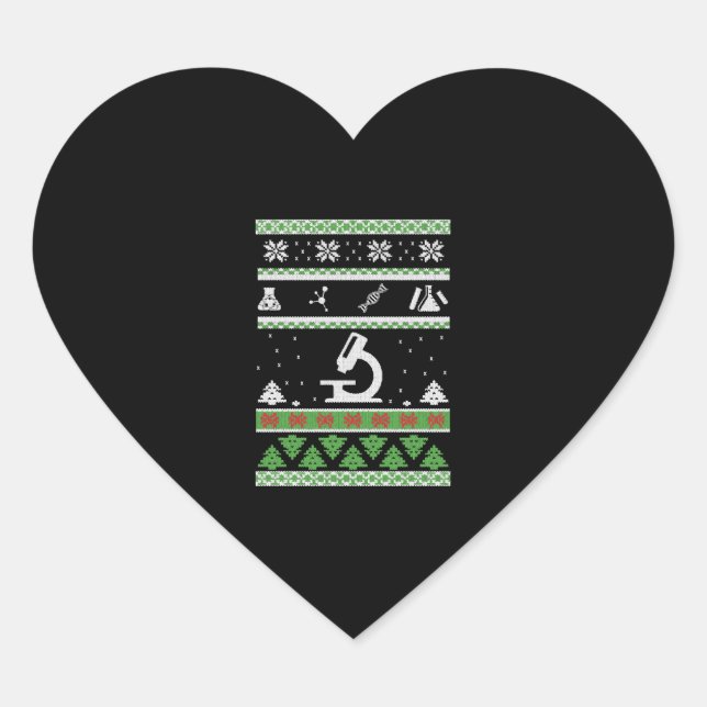 Chemistry Shirt - Lab - Science - Ugly Christmas Heart Sticker (Front)
