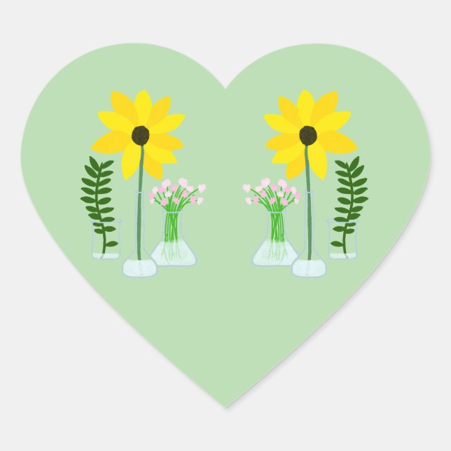 Chemistry Sunflower Heart Sticker (Front)