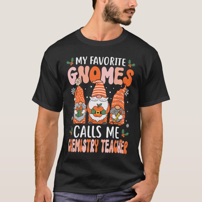 Chemistry Teacher Christmas Gnomes Science & Chemi T-Shirt (Front)