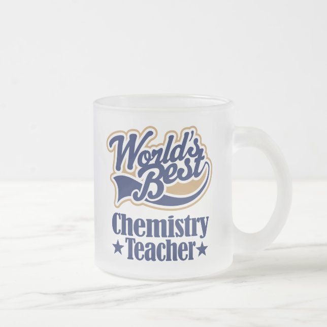 Chemistry Teacher Gift For (Worlds Best) Frosted Glass Coffee Mug (Right)