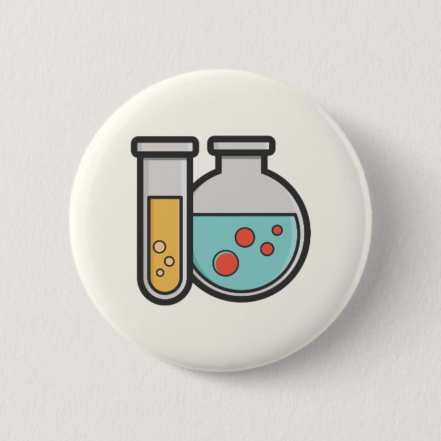 Chemistry Test Tube and Beaker 6 Cm Round Badge (Front)