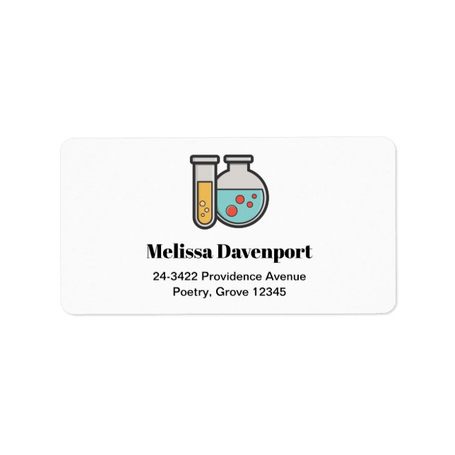 Chemistry Test Tube and Beaker Address Label (Front)