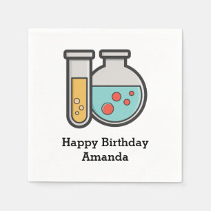 Chemistry Test Tube and Beaker Birthday Napkin