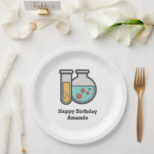 Chemistry Test Tube and Beaker Birthday Paper Plate