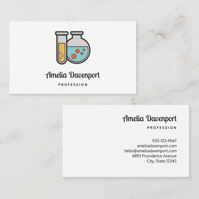 Chemistry Test Tube and Beaker Business Card (Front/Back)