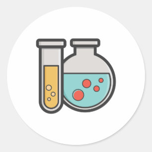 Chemistry Test Tube and Beaker Classic Round Sticker