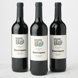 Chemistry Test Tube and Beaker Funny Wine Making Label