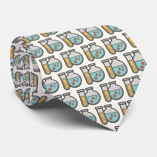 Chemistry Test Tube and Beaker Pattern Tie (Rolled)