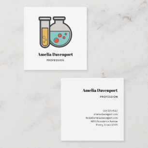 Chemistry Test Tube and Beaker Square Business Card