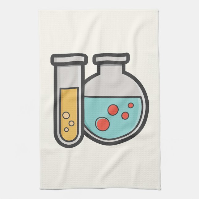 Chemistry Test Tube and Beaker Tea Towel (Vertical)