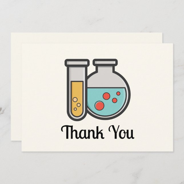 Chemistry Test Tube and Beaker Thank You Card (Front/Back)