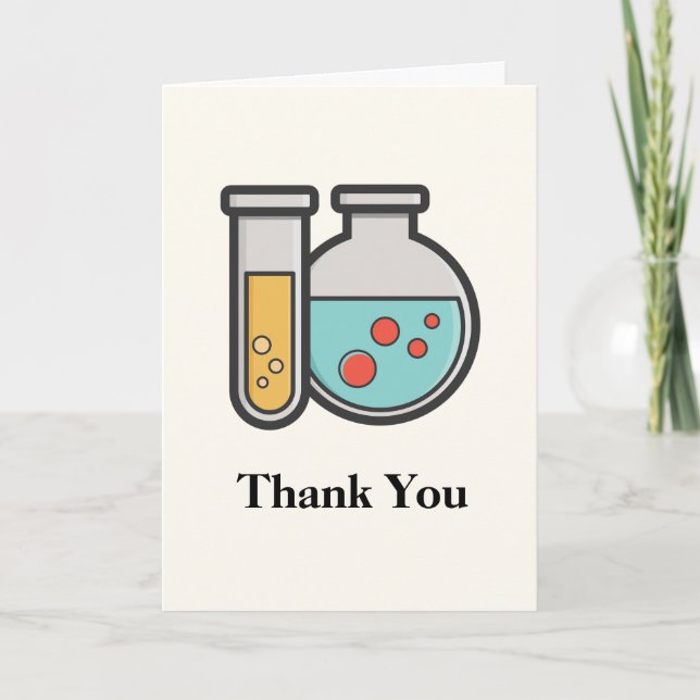 Chemistry Test Tube and Beaker Thank You Card (Front)