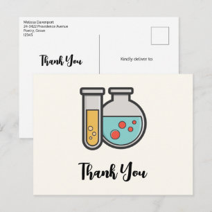Chemistry Test Tube and Beaker Thank You Postcard