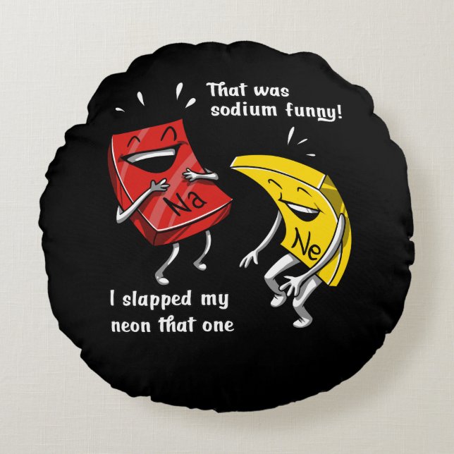 Chemistry That Was Sodium Funny Science Joke Round Cushion (Front)