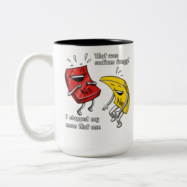 Chemistry That Was Sodium Funny Science Joke Two-Tone Coffee Mug (Left)