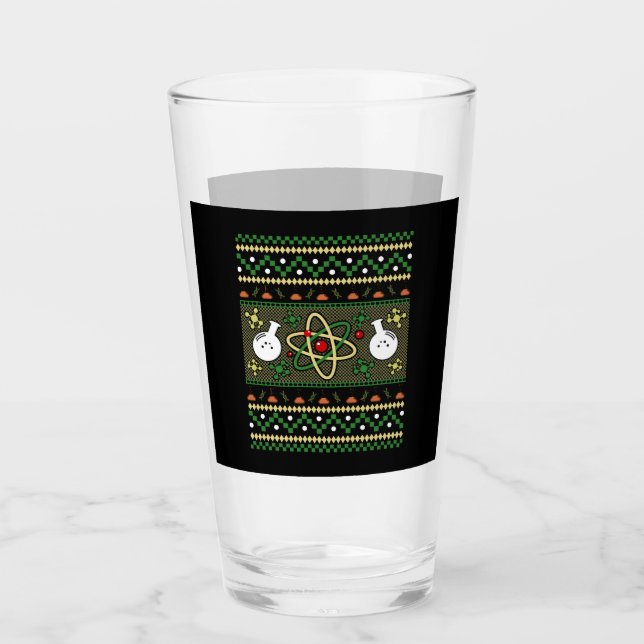 Chemistry Ugly Christmas Science Engineer Gift Glass (Front)