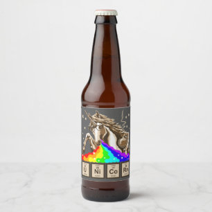 Chemistry unicorn pukes rainbow beer bottle label