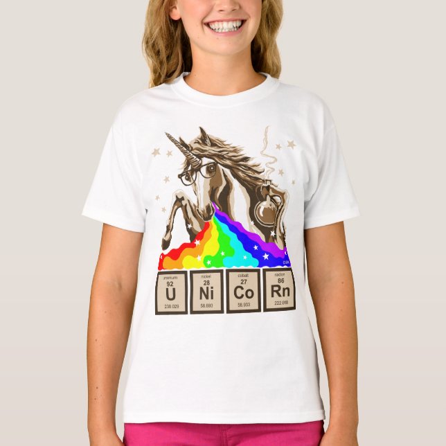 Chemistry unicorn pukes rainbow T-Shirt (Front)