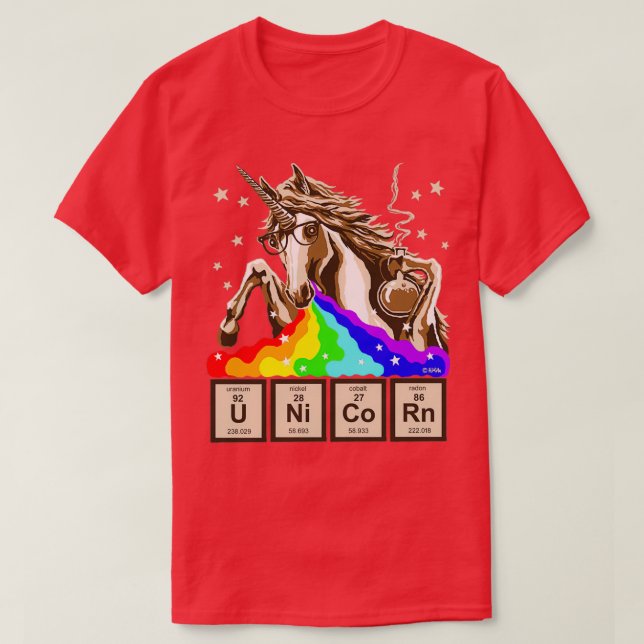 Chemistry unicorn pukes rainbow T-Shirt (Design Front)