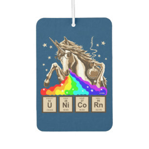 Chemistry unicorn vomits rainbow car air freshener