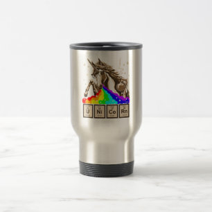 Chemistry unicorn vomits rainbow travel mug