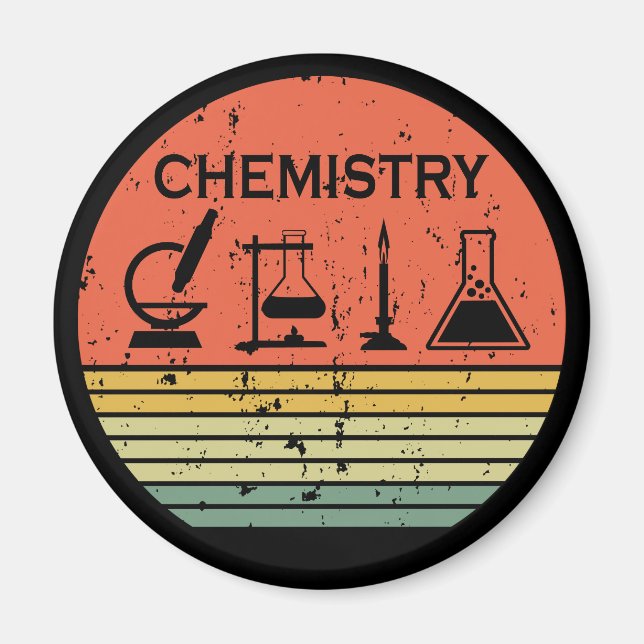 Chemistry vintage sunset retro chemist magnet (Front)