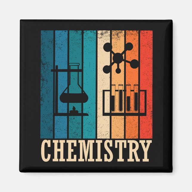 Chemistry vintage sunset retro magnet (Front)