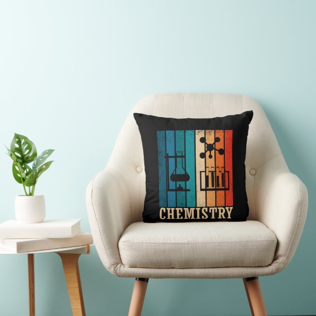 Chemistry vintage sunset retro stripes pattern cushion (Chair)