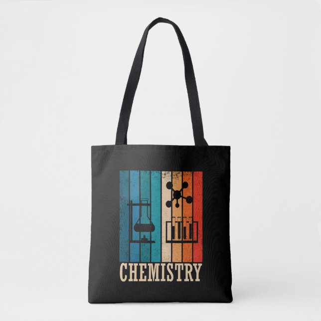 Chemistry vintage sunset retro stripes pattern tote bag (Front)