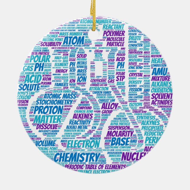 Chemistry Word Cloud Ceramic Tree Decoration (Back)