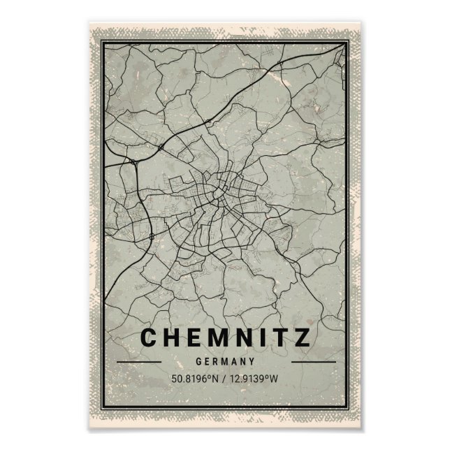 chemnitz map print poster canvas | germany (Front)
