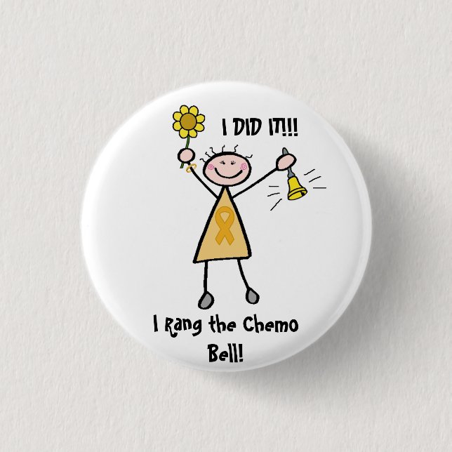 Chemo Bell - Childhood Cancer Gold Ribbon 3 Cm Round Badge (Front)