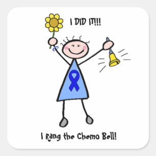 Chemo Bell - Colon Cancer Woman Square Sticker