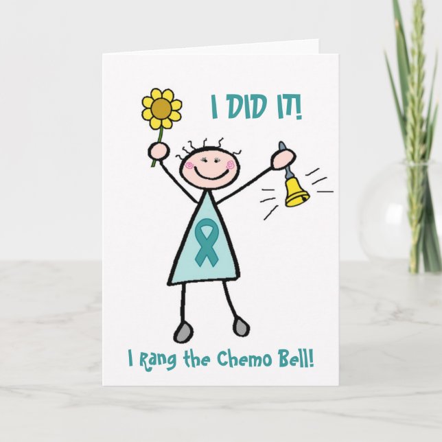 Chemo Bell - Ovarian Cancer Teal Ribbon Card (Front)