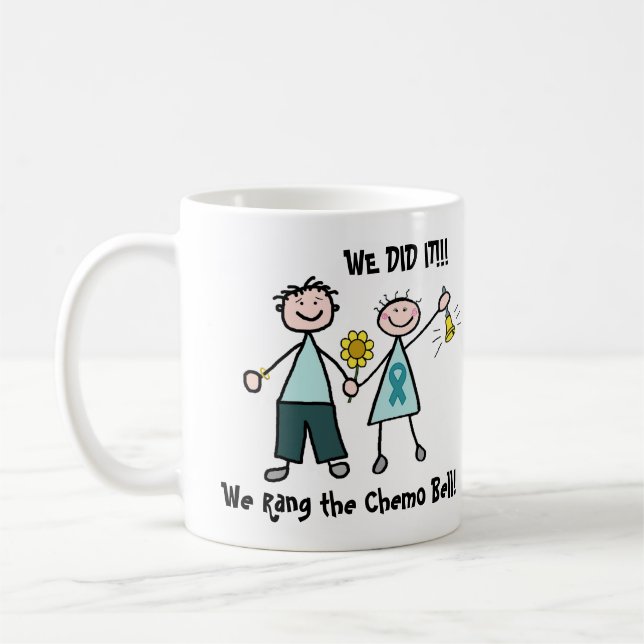 Chemo Bell - Ovarian Cancer Teal Ribbon Coffee Mug (Left)