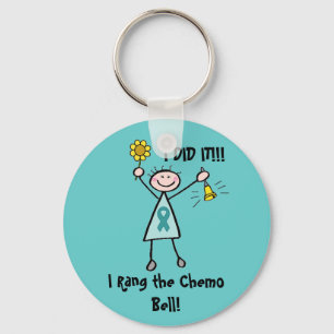 Chemo Bell - Ovarian Cancer Teal Ribbon Key Ring