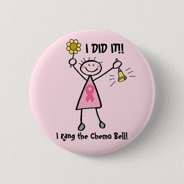 Chemo Bell - Pink Ribbon Breast Cancer 6 Cm Round Badge (Front)