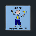 Chemo Bell - Yellow Ribbon Testicular Cancer 15 Cm Square Badge<br><div class="desc">I Rang the Chemo Bell for my FINAL CHEMOTHERAPY TREATMENT! The sound of the chemo bell ringing is cause for celebration for the patient and their loved ones. It brings feelings of great joy and hope to all those who hear it! Please visit The Gift MD's Store for more testicular...</div>