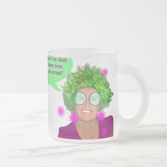 chemo brain frosted glass coffee mug (Right)