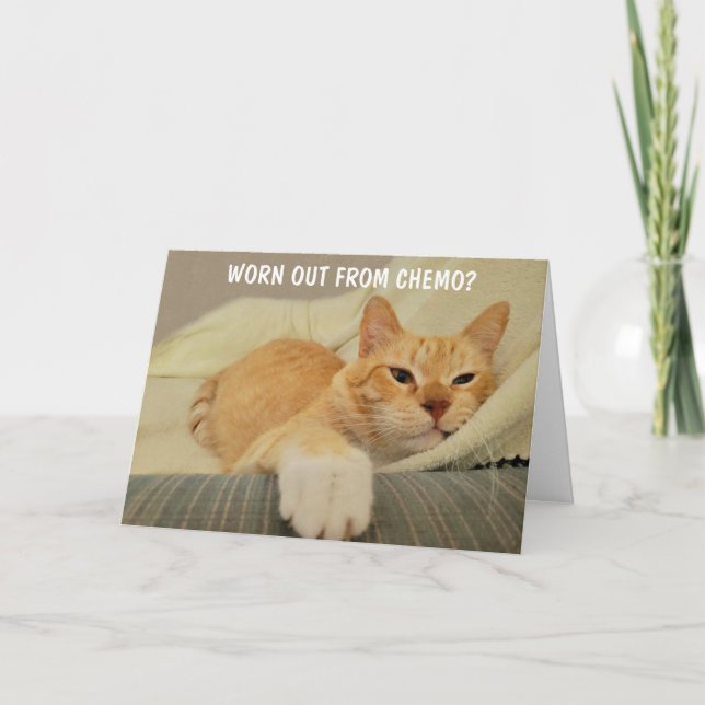 Chemo Support Cute Cat  Card (Front)