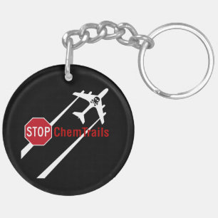 Chemtrail Plane Presistent Contrails Skull Bones Key Ring