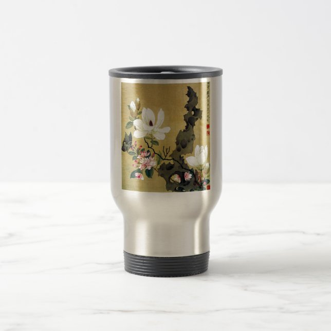 Chen Hongshou Magnolia and Erect Rock Travel Mug (Center)