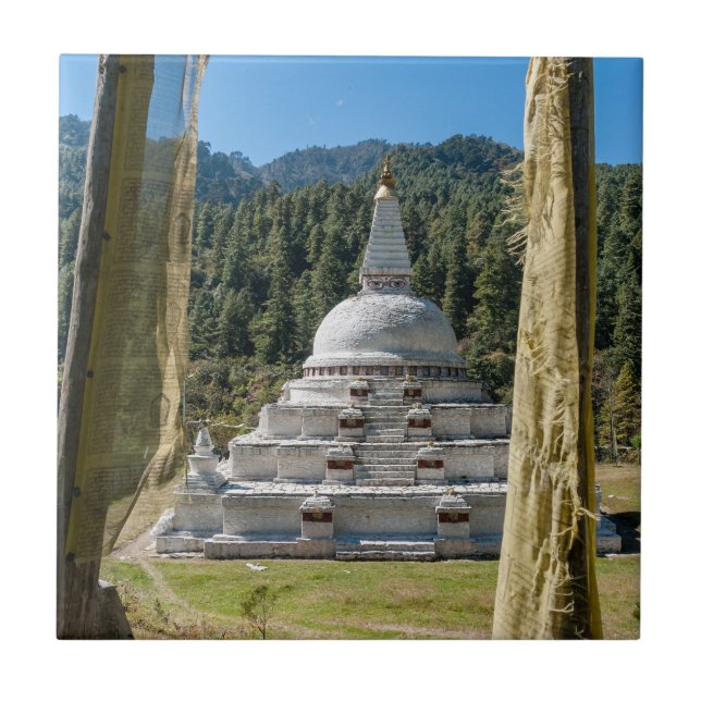 Chendebji Chorten in Bhutan, Himalaya, Asia Tile (Front)