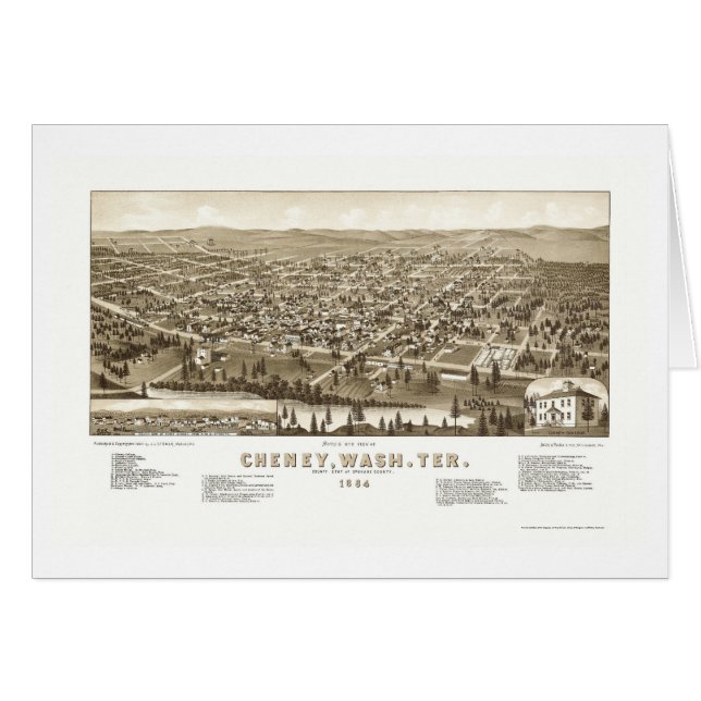 Cheney, WA Panoramic Map - 1884 (Front Horizontal)