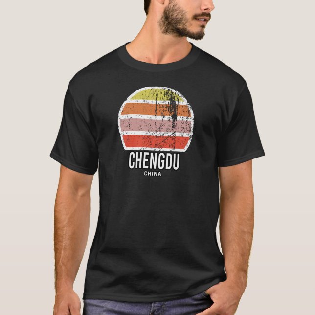 Chengdu China Abstract Vintage Sunset Souvenir T-Shirt (Front)