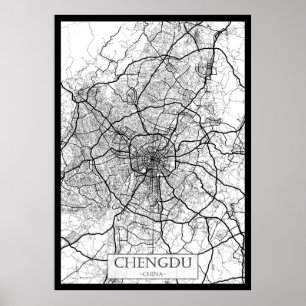 Chengdu China Map Poster