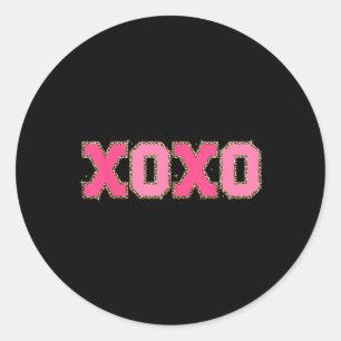 Chenille Patch Sparkling Xoxo Valentine Day Heart Classic Round Sticker