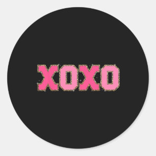 Chenille Patch Sparkling Xoxo Valentine Day Heart  Classic Round Sticker