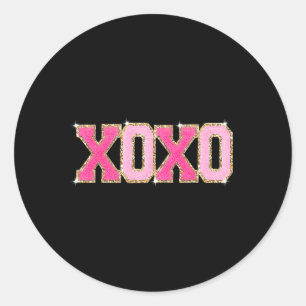 Chenille Patch Sparkling Xoxo Valentines Day Heart Classic Round Sticker